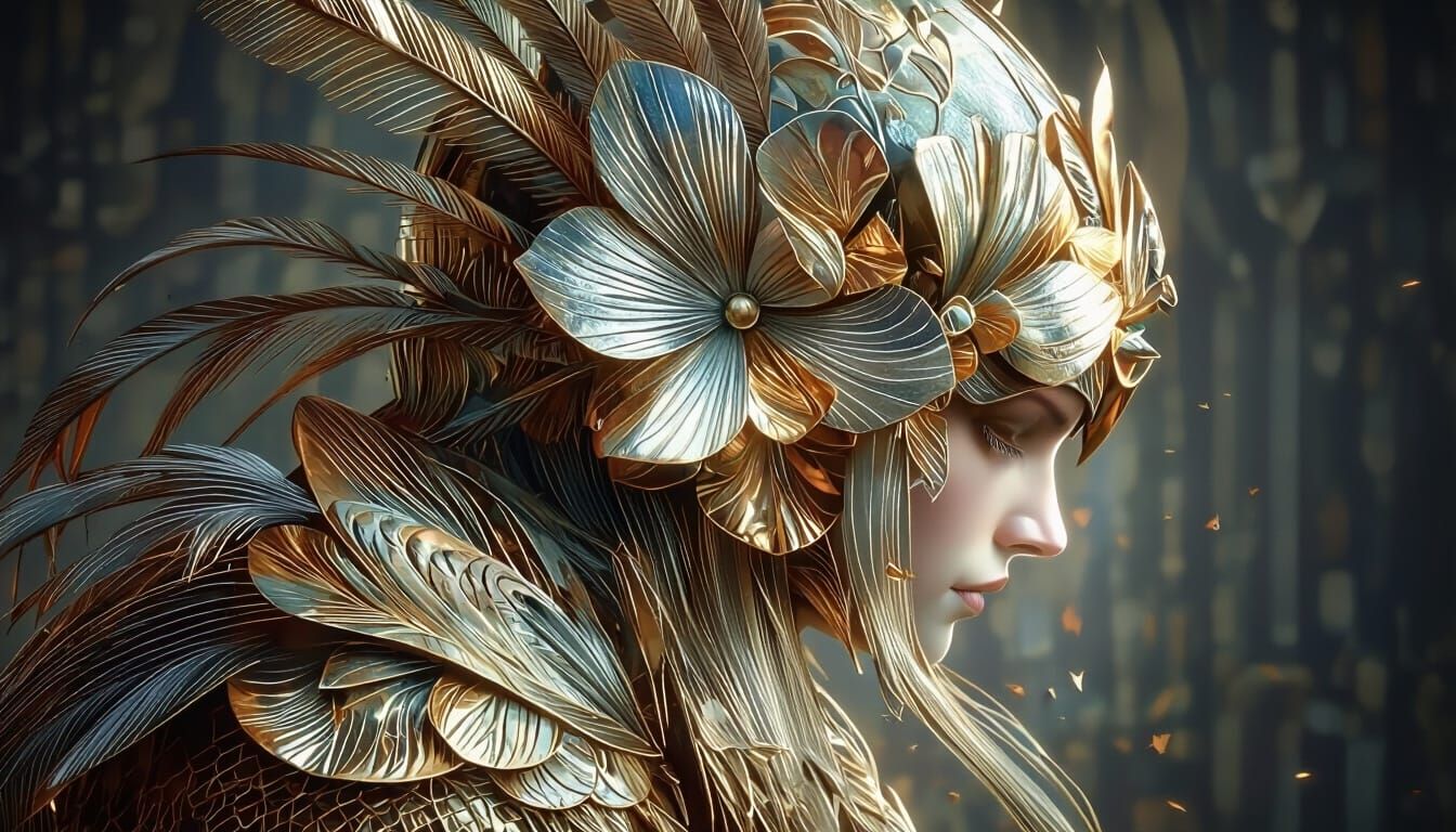 Ethereal Medieval Helmet in Silent Court, Surreal 3D Style