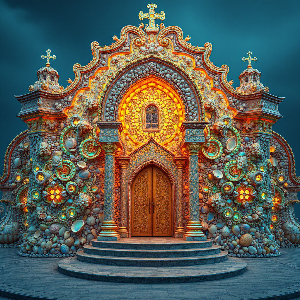 Iridescent Shell Chapel: A Coastal Masterpiece
