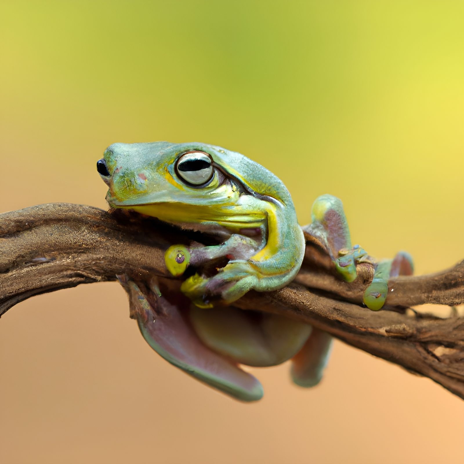 Hyperdetailed Tree Frog on a Branch