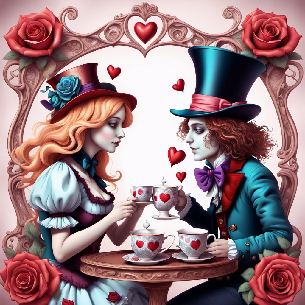Romantic Moment: Alice and the Mad Hatter in Love
