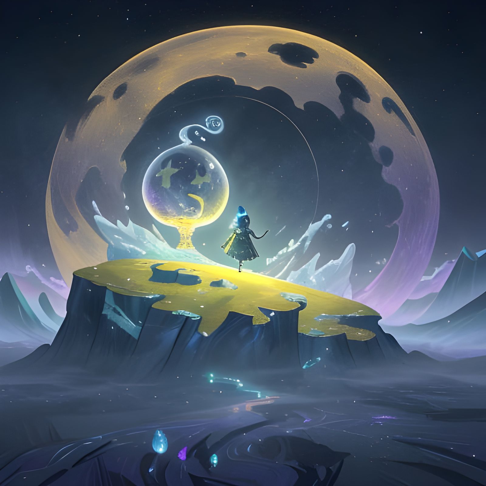 Ethereal Nighttime Hourglass in Vibrant, Deep Colors