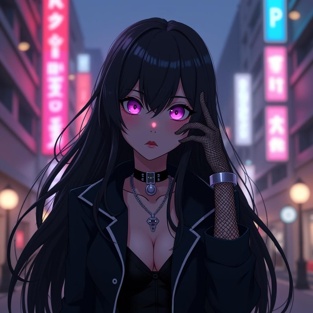 Emo Roblox Girl in Tokyo: 3D Anime Art