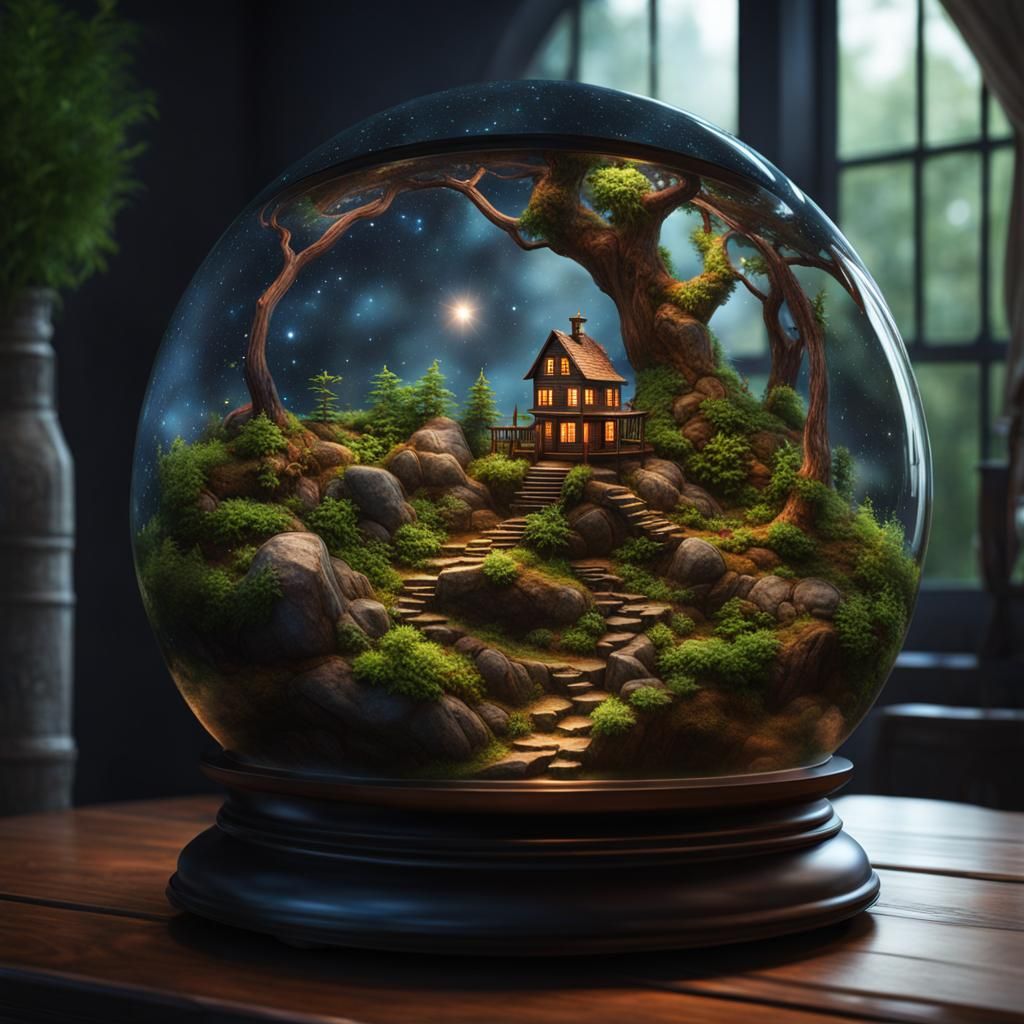 Floating Globe Terrarium in Detailed 3D Rendering
