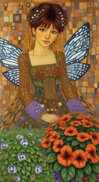 Robot Fairy in Oil Gouache Style