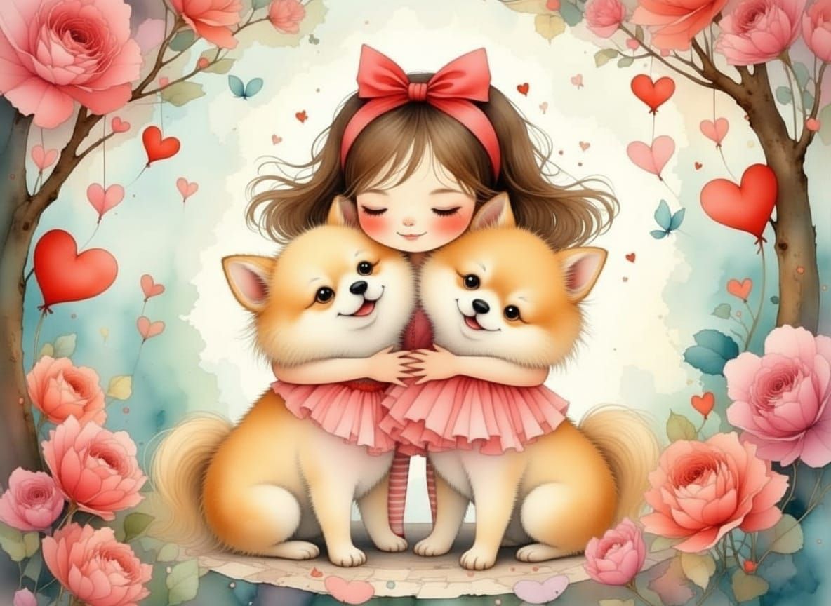 Girl Shares Valentine's Day Joy With Fluffy Pomeranian