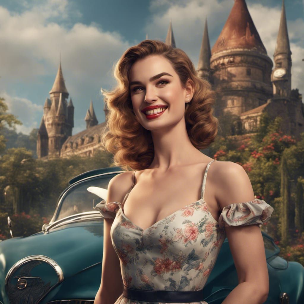 Lily James as Pin-Up Girl, Detailed Matte Painting