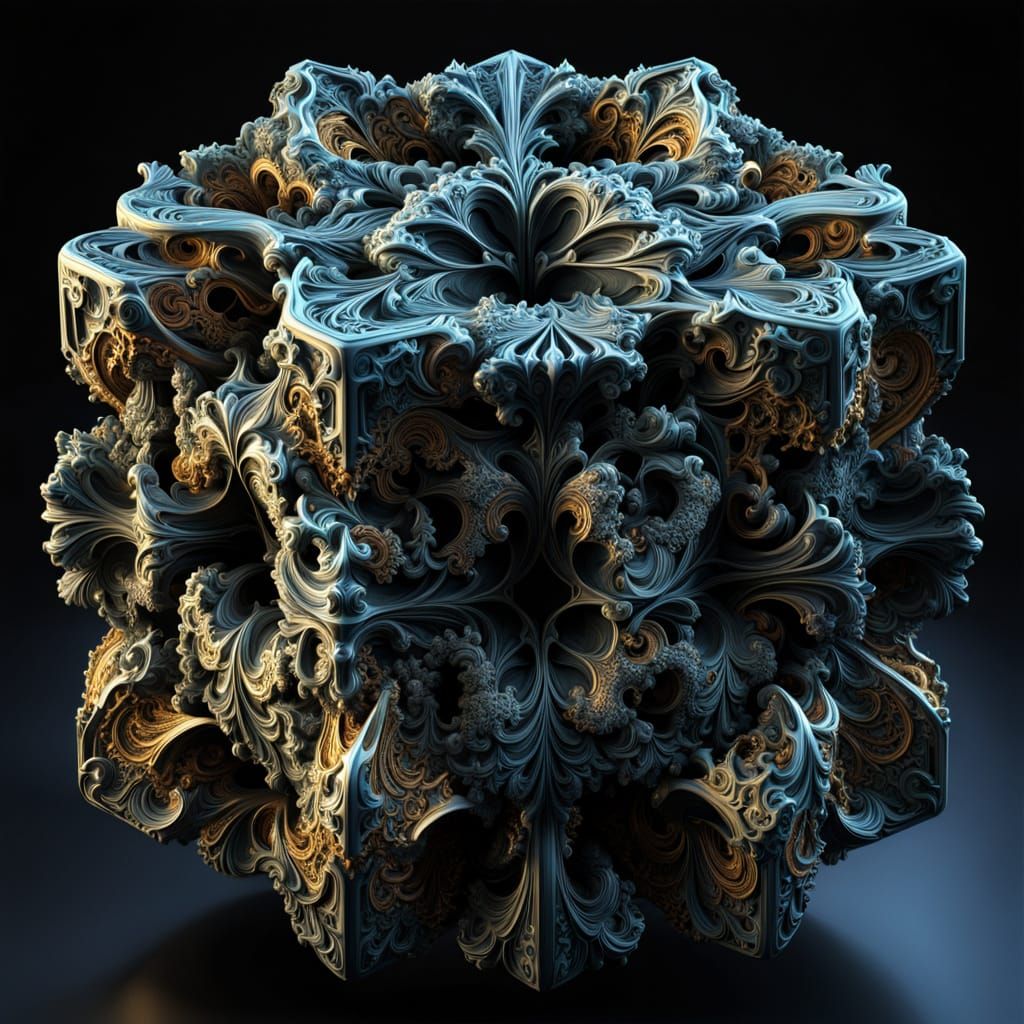 Vibrant Hyperrealistic Fractal Cube in Elegant 3D Mandelbulb...