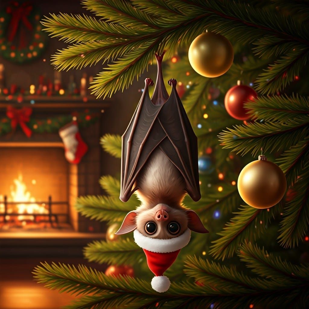 Surreal Christmas Scene in Vibrant Colors and Textures