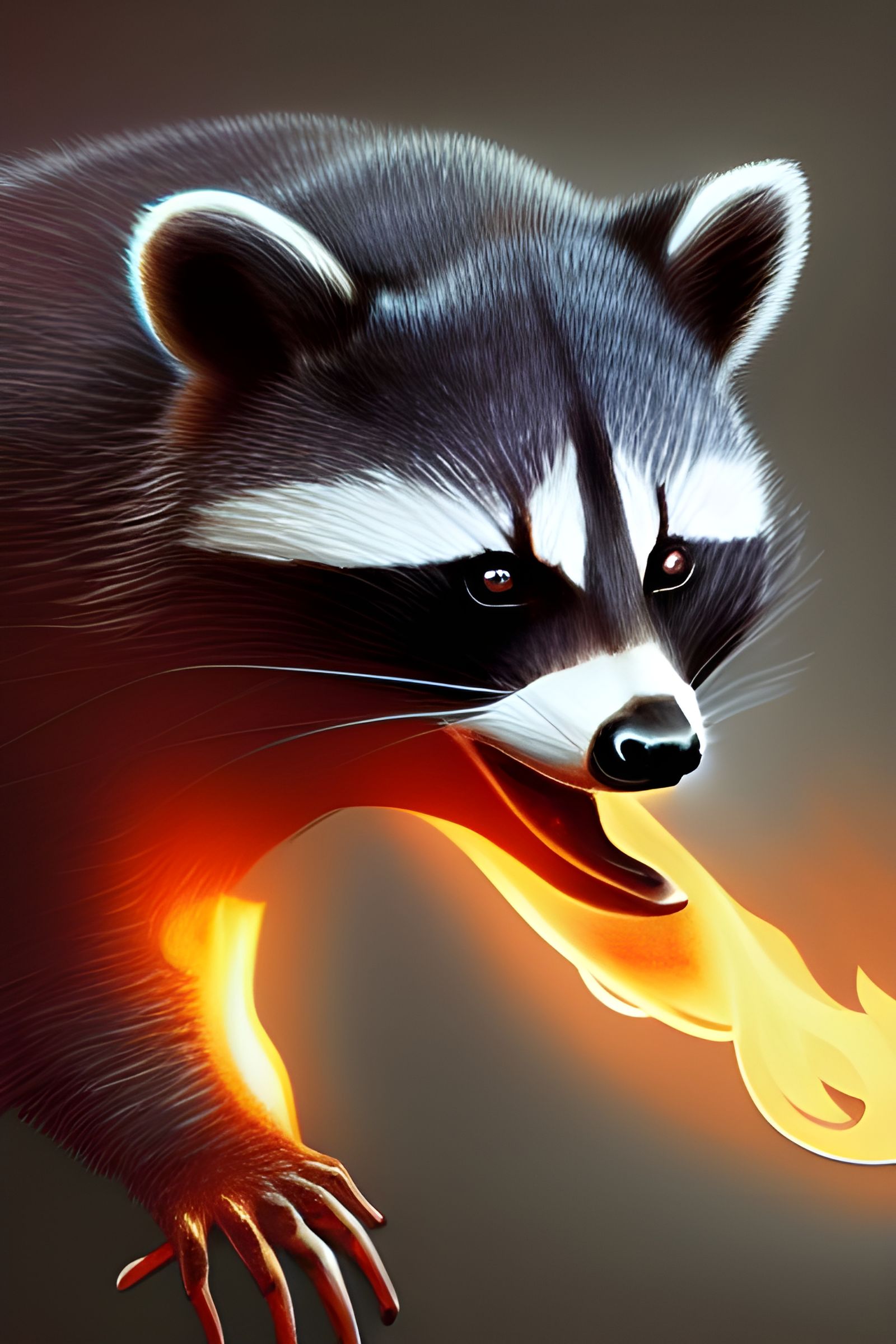 Fiery Raccoon: A Digital Painting