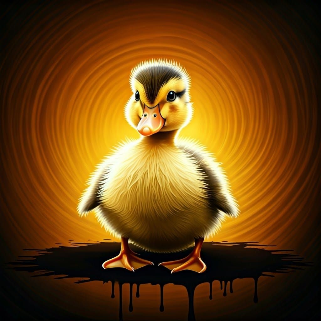 Vibrant Duckling on Textured Background