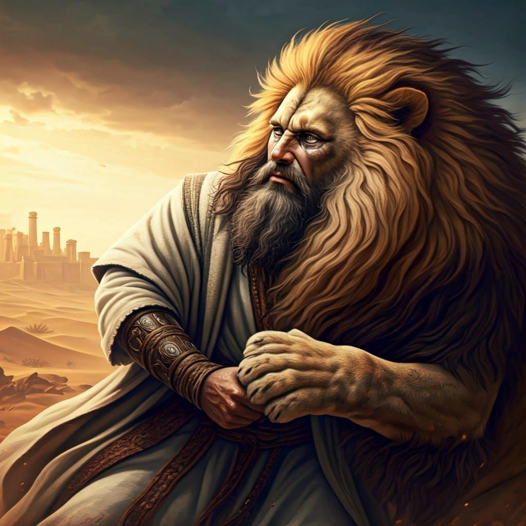 Ancient Warrior Battles Lion in Hyper-Realistic Desert Lands...