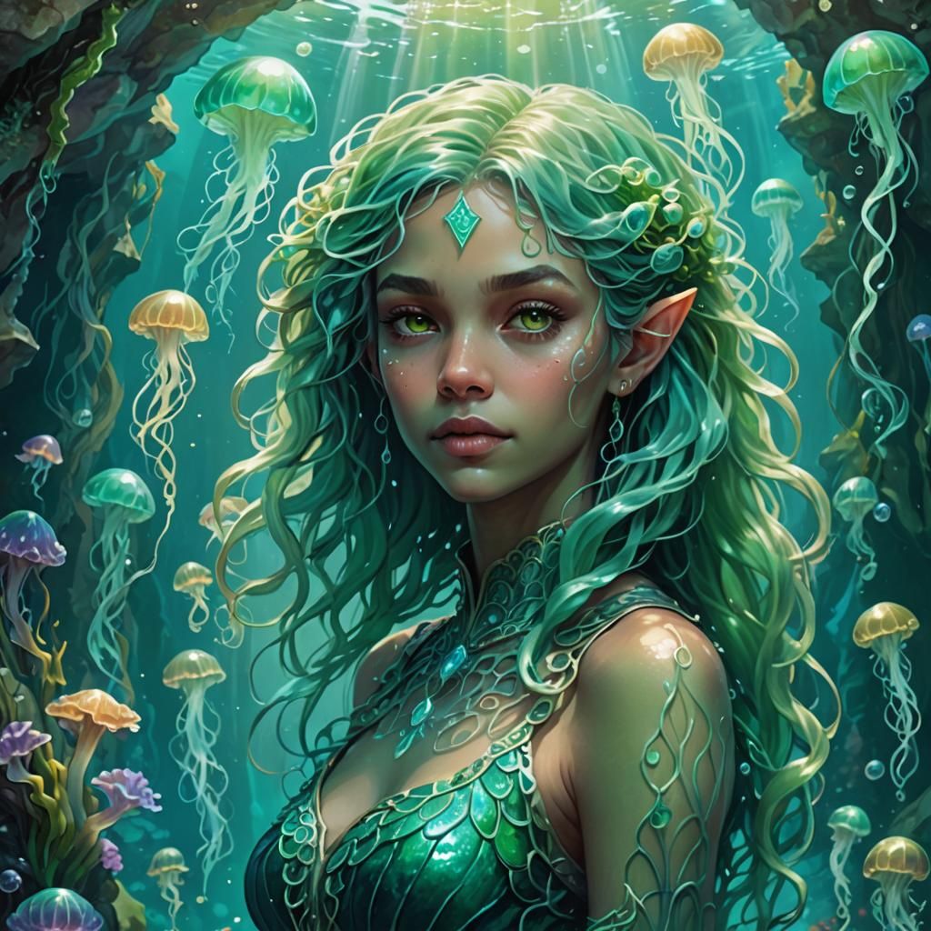 Sea Elf Portrait in Underwater Grotto