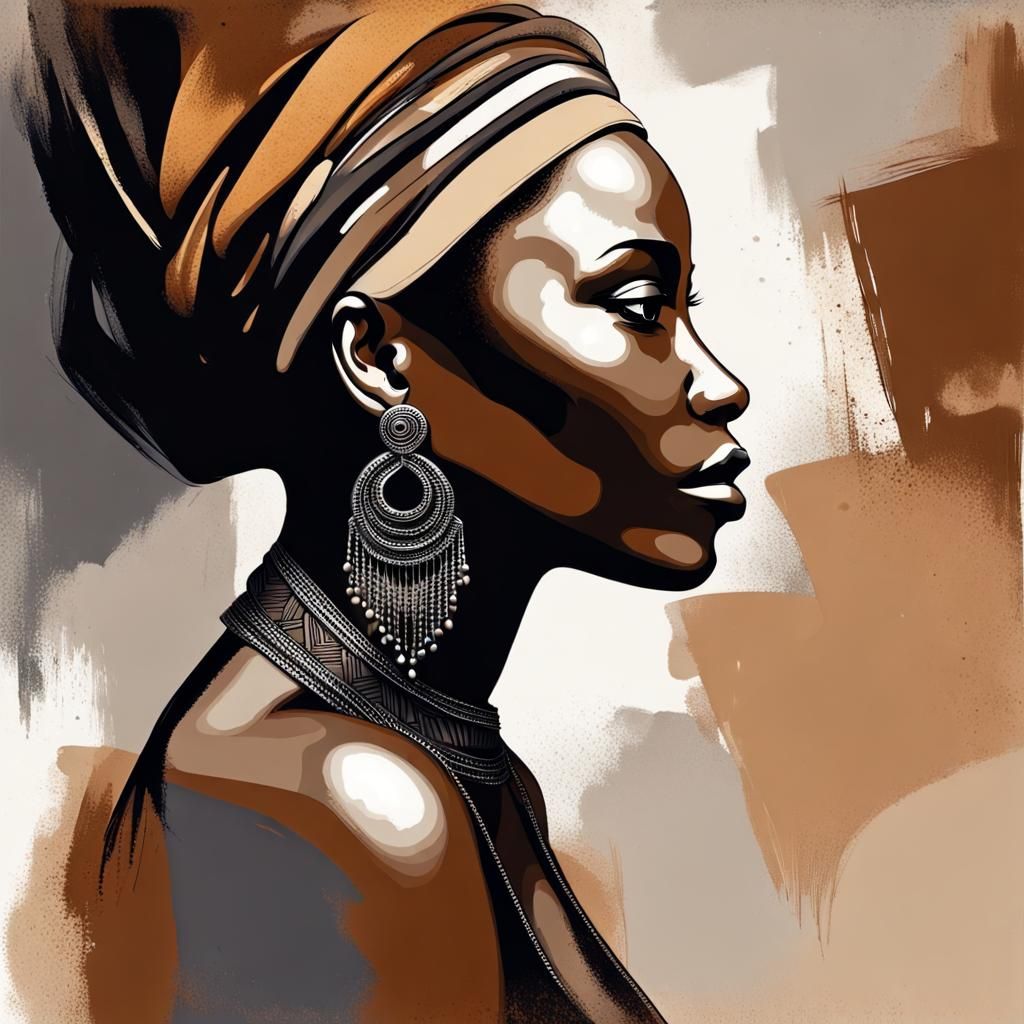 Abstract Portrait of African Woman in Profile