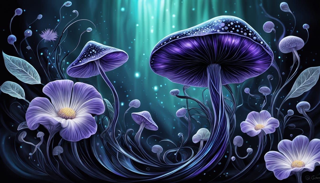 Captivating Woman in Violet Orchard, Fantasy Realism