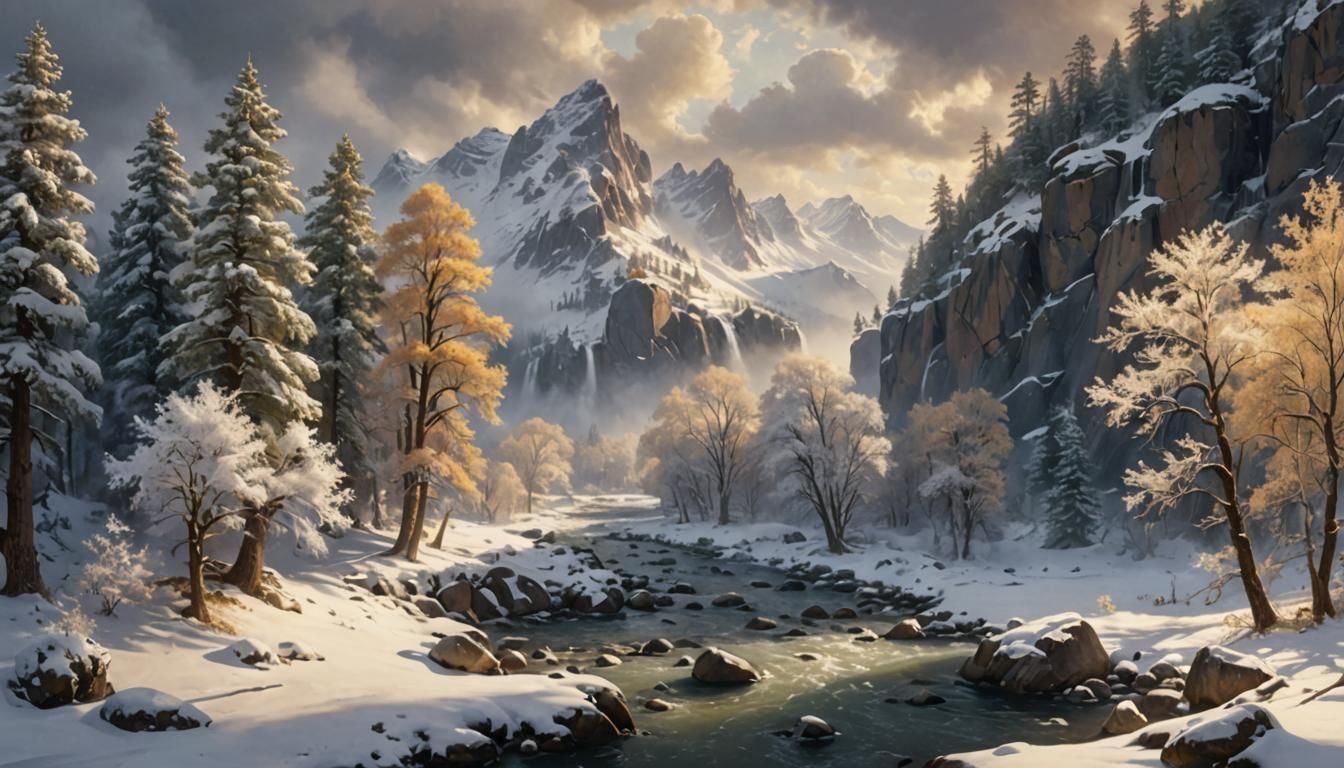 Cinematic Winter Wonderland in Gentle Snowfall