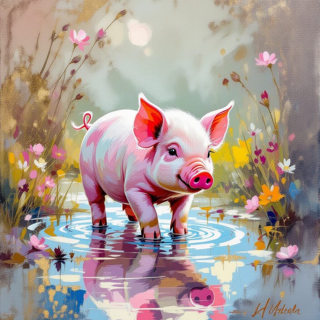 Piglet's Rococo Dream: Shabby Chic Painting