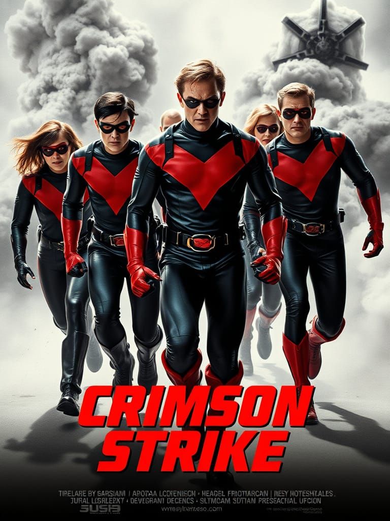 1990s Superhero Movie Poster: Crimson Strike