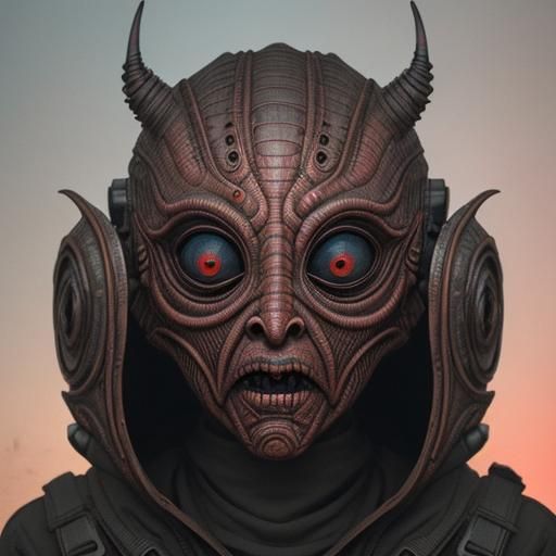 Creepy Alien Mask in Bold Pop Art Style