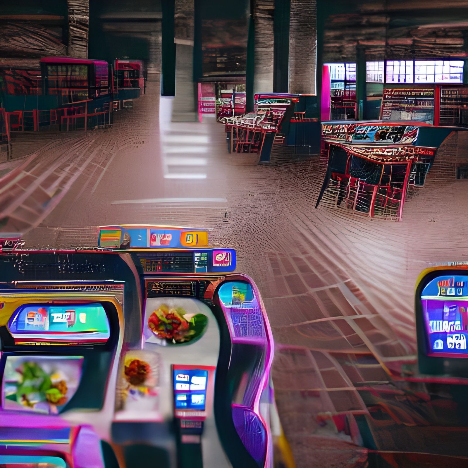 Empty Arcade Restaurant Liminal Space in 8K