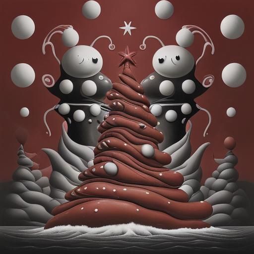 Surreal Chocolate Christmas Tree in Pop Surrealist Style