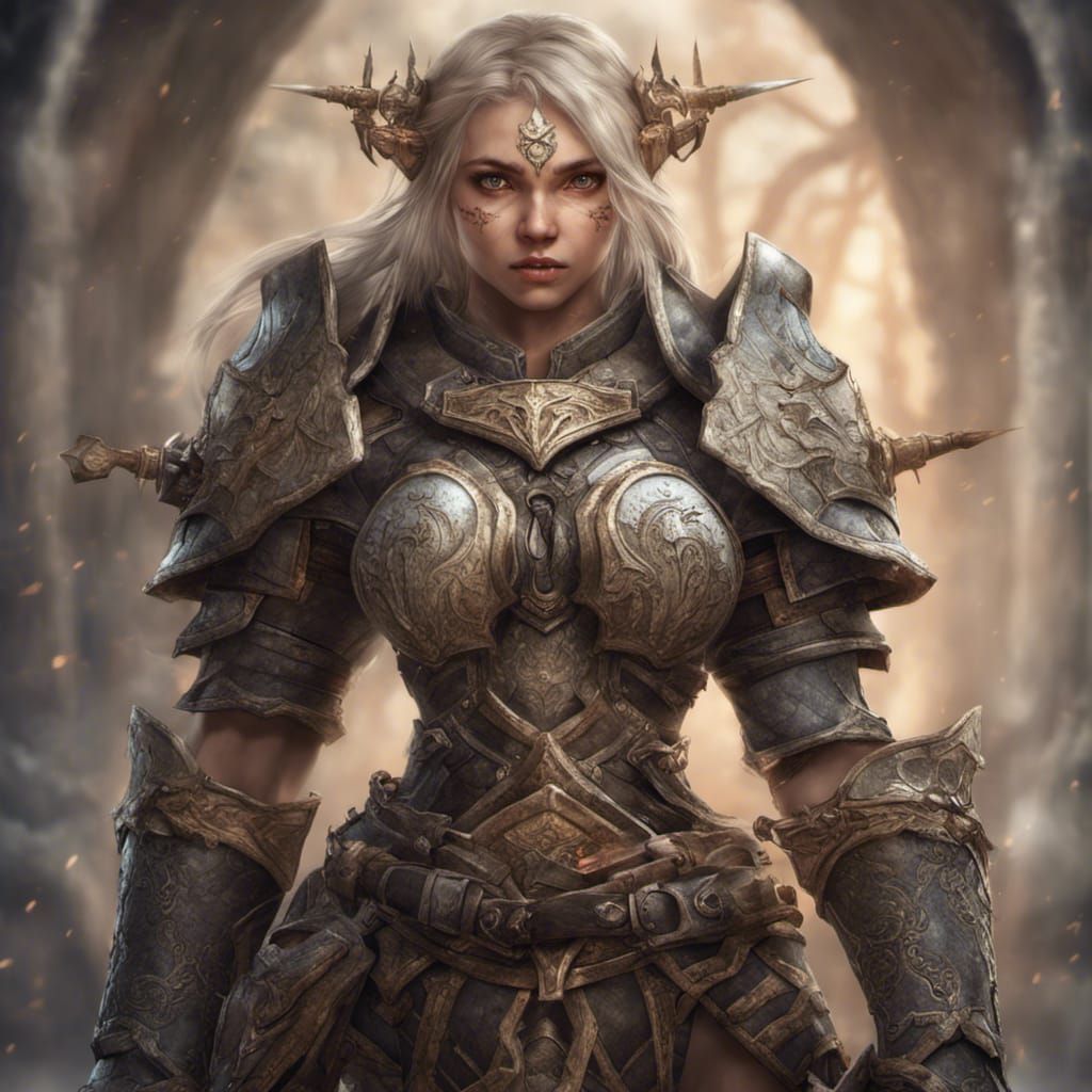 Dwarf Warrior in Earth Armor: Hyperrealistic Portrait