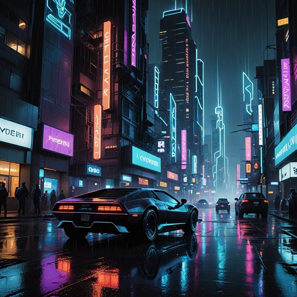 Futuristic Neon Cityscape in Sci-Fi Style