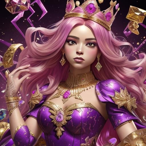 Diamond Letter M Crown in 3D Splash Art