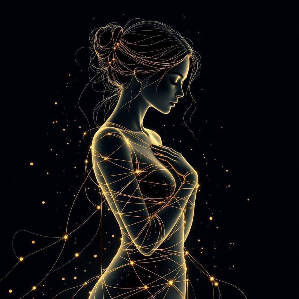 Ethereal Silhouette in Kintsugi Style