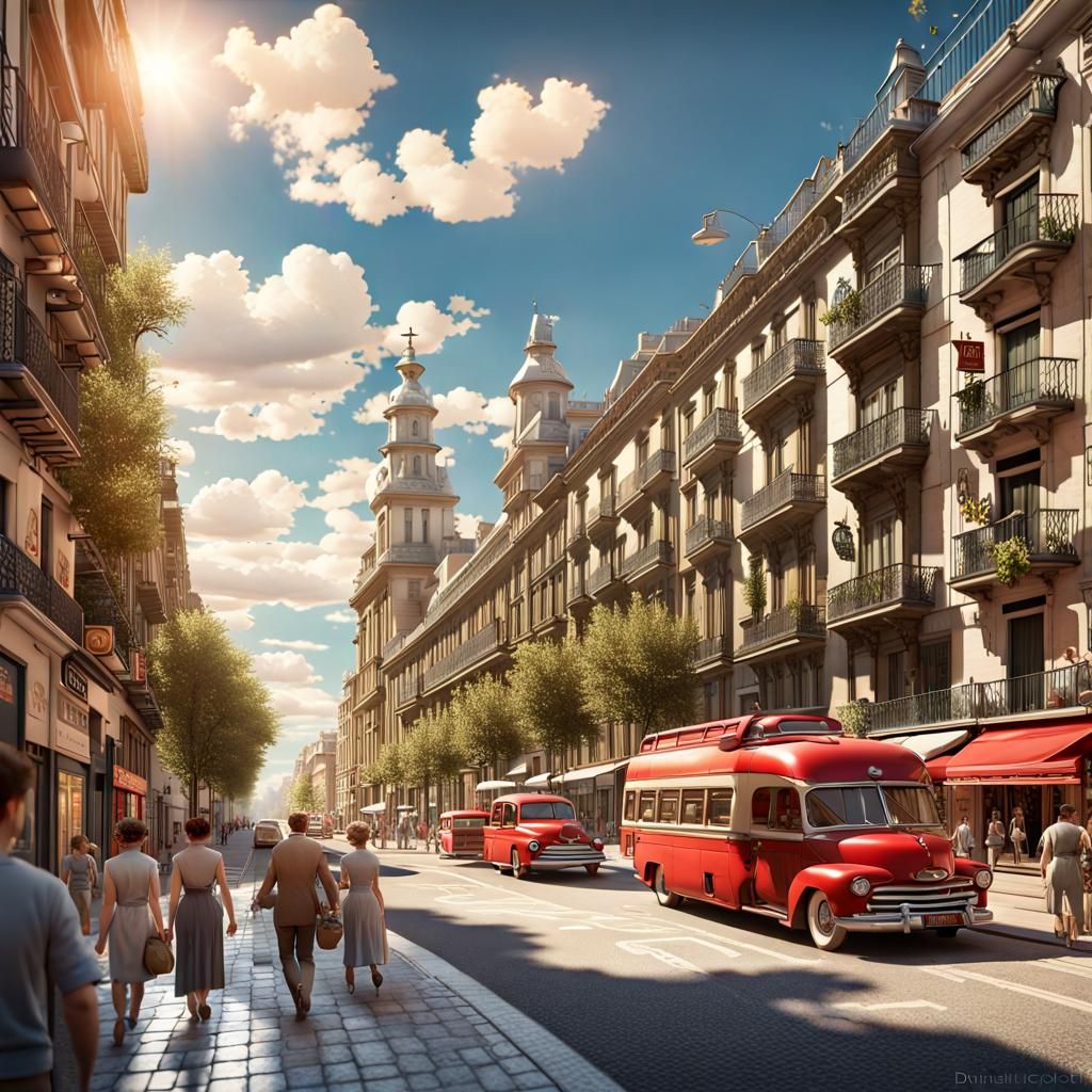 Gran Vía in Madrid, summer of 1950