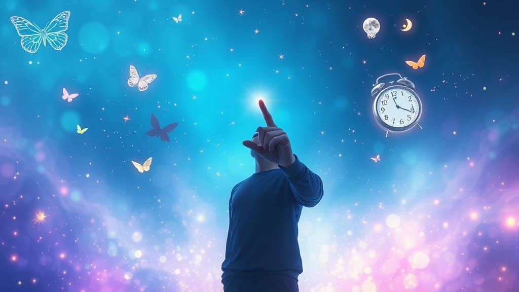 Surreal Dreamscape Reality Check with Floating Symbols