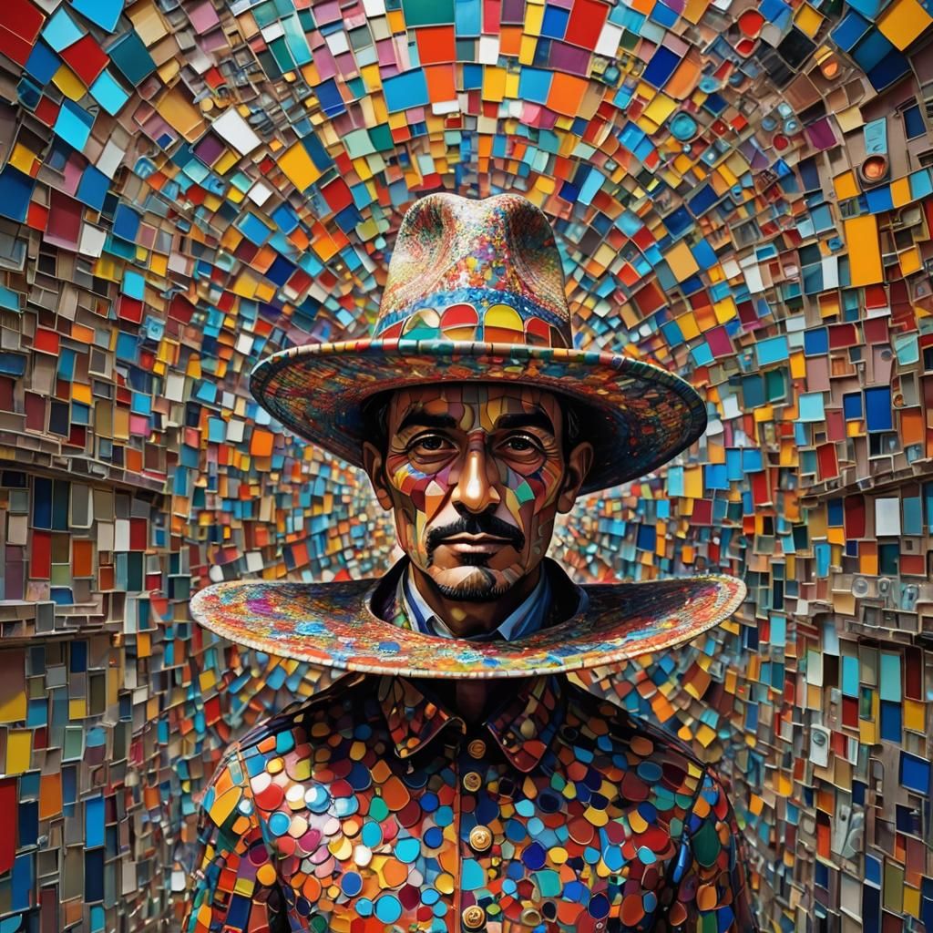 Man with Psychedelic Hat, Dark Fantasy Art