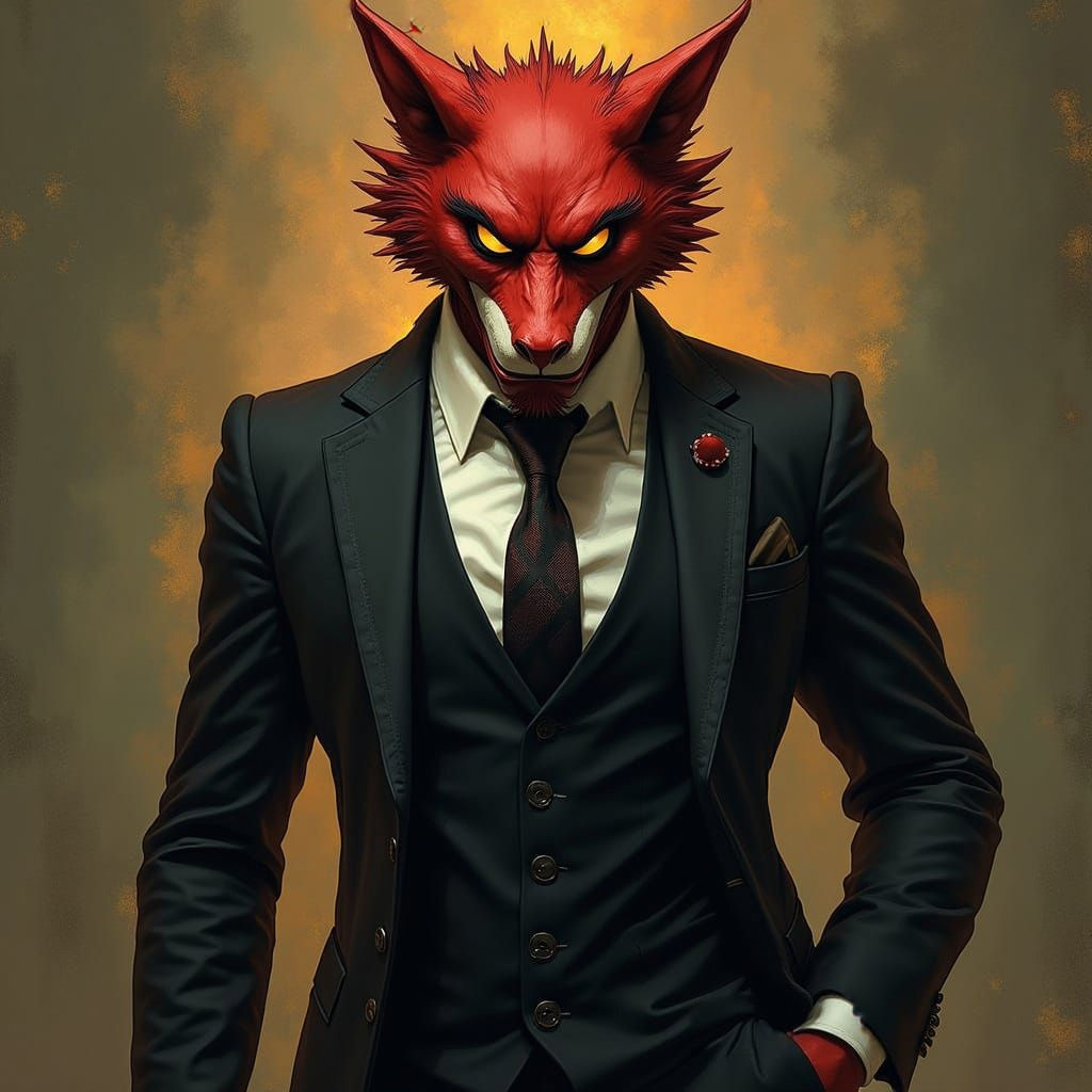Majestic Rakshasa Scowls in Formal Attire
