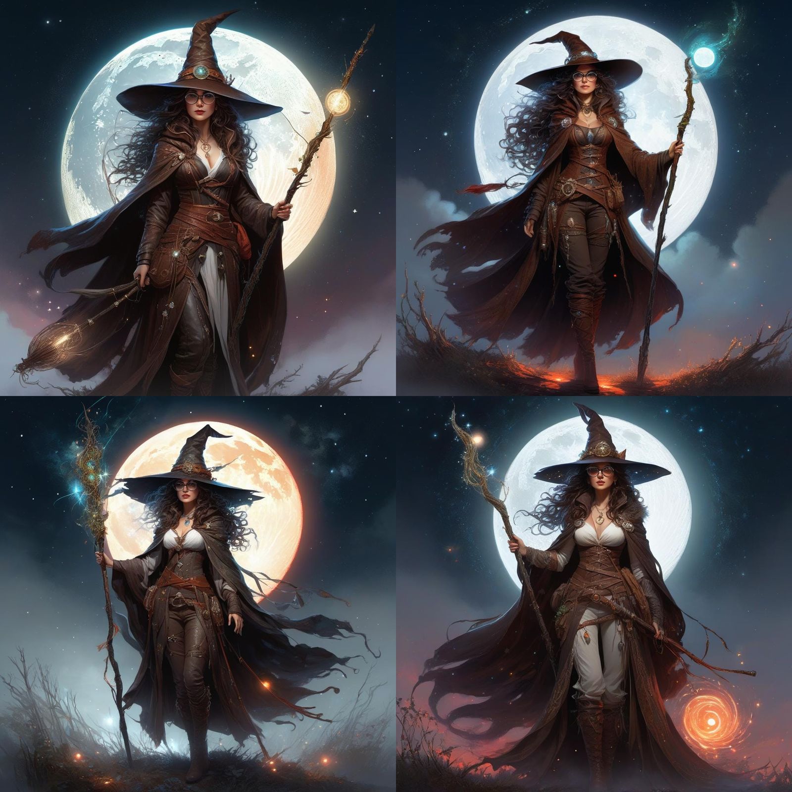 Druid Witch in Snowy Forest, Digital Art