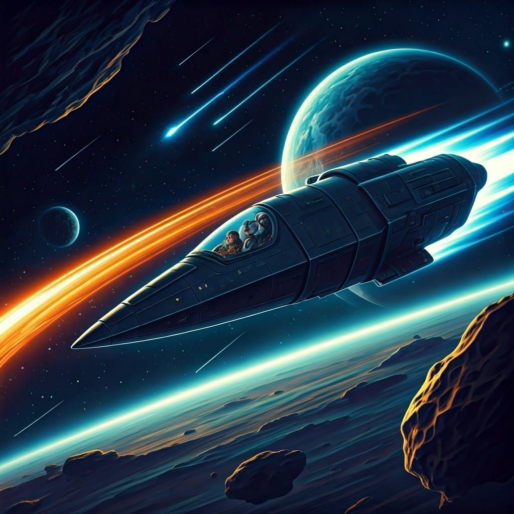 Surreal Space Odyssey in Vibrant Sci-Fi Style
