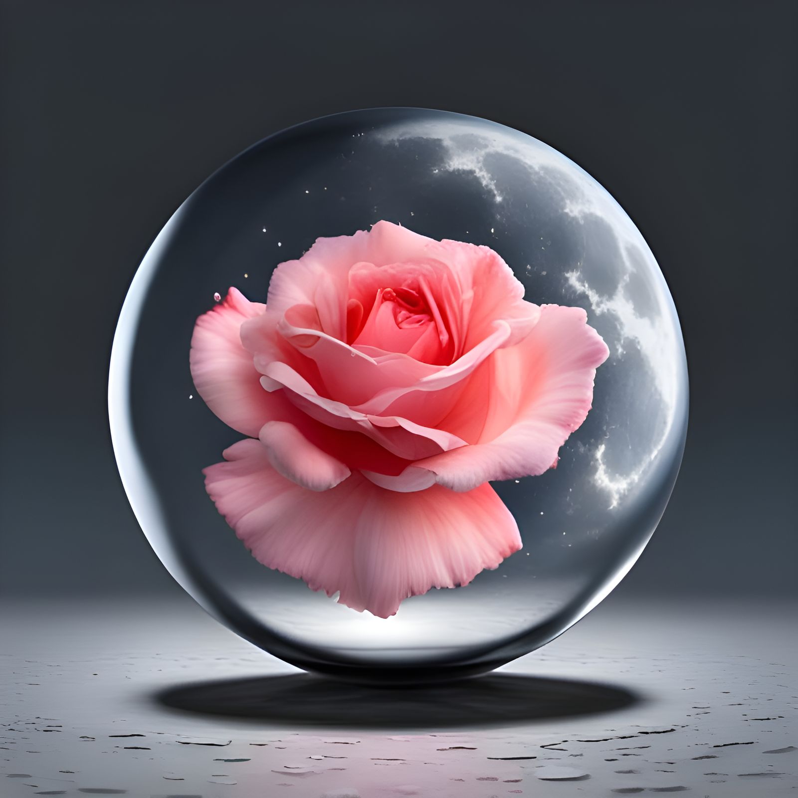 Rose in Glass Ball on the Moon: Cel-Shaded CGI