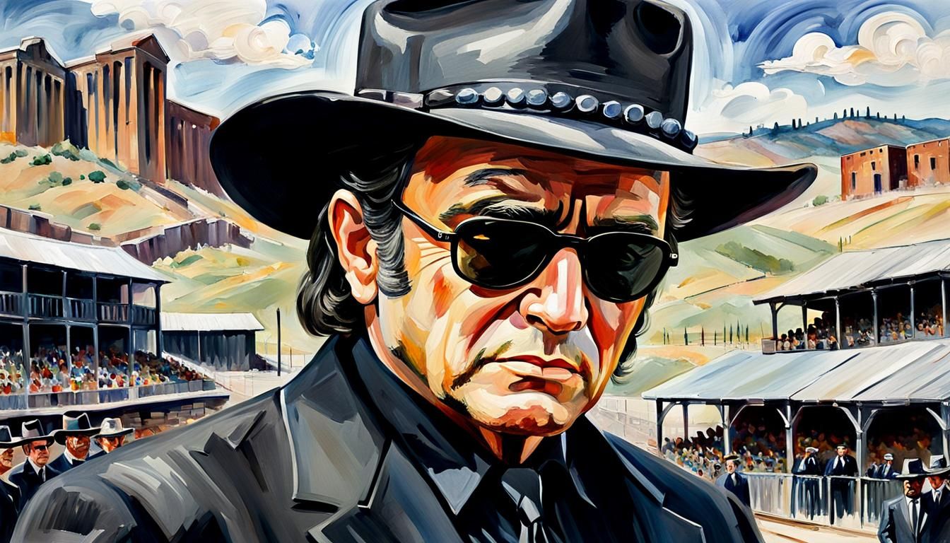 Johnny Cash Impressionist Gouache Painting