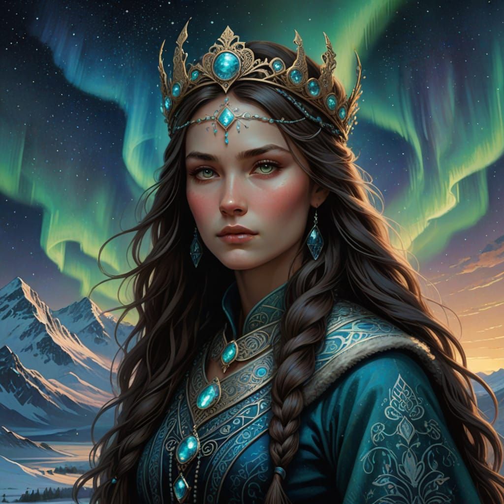 A Regal Saami Princess Shines with Celestial Beauty