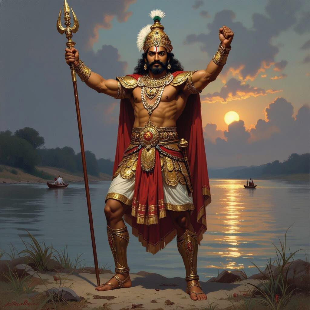 Pulakeshin II Victory Portrait in Classic Style