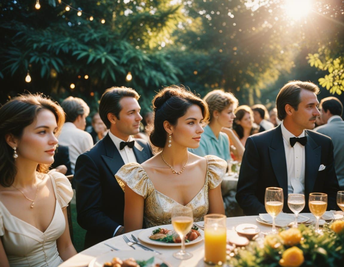 1980s Garden Party with Golden Hour Warmth