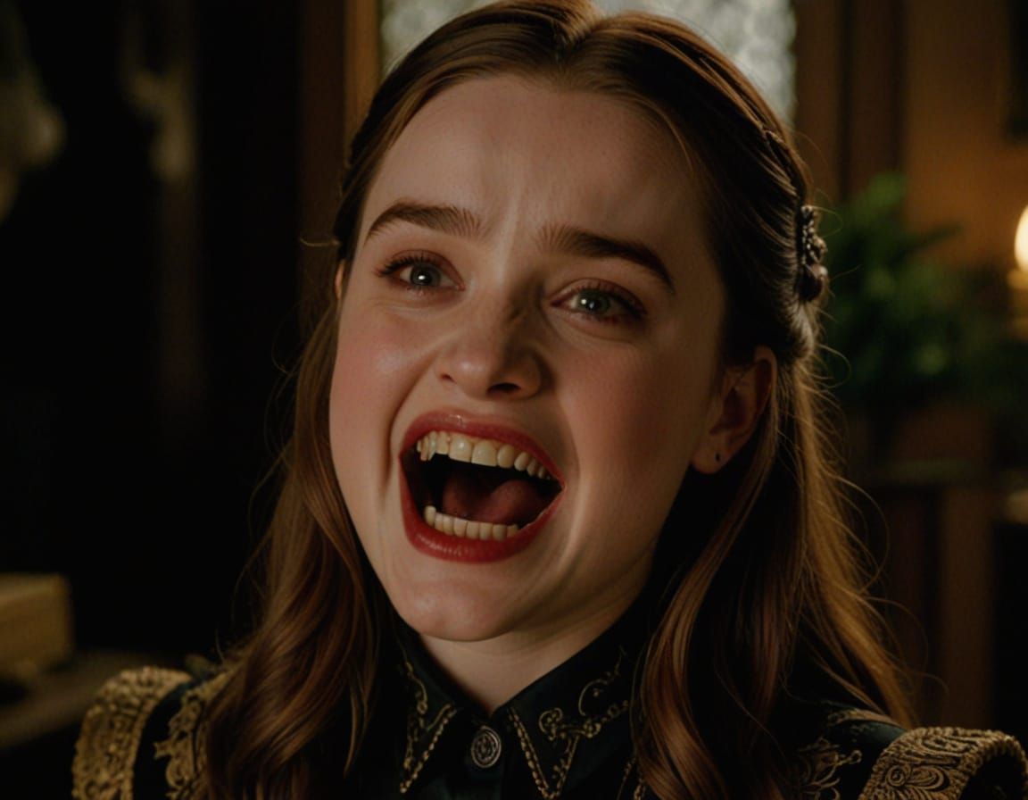 Kaitlyn Dever as a Fiery Vampire with Sharp Fangs
