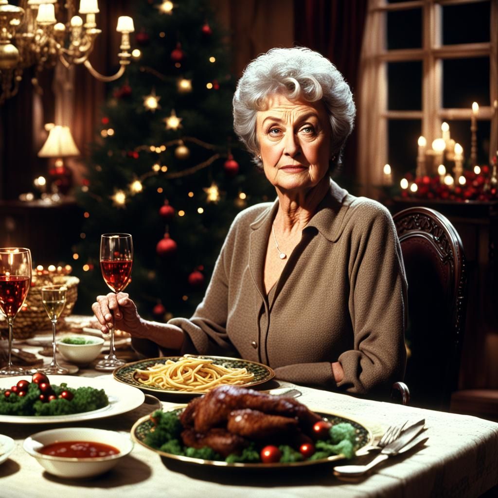 Bea Arthur Alone at Christmas Feast