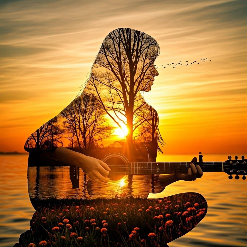 Woman in Harmony with Nature, Double-Exposure Art