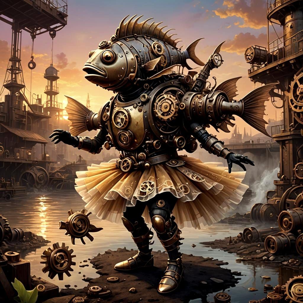 Ballet Fish with Steampunk Engine