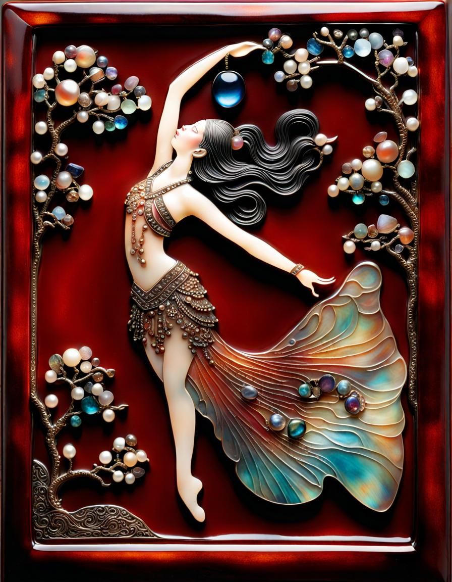 Urushi Masterpiece: Barefoot Dancer with Gemstones