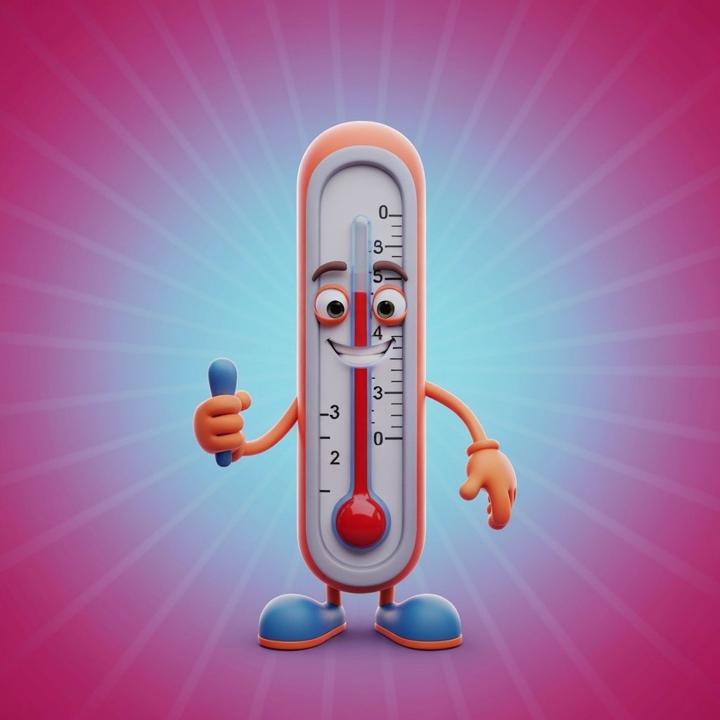 Charming Anthropomorphic Thermometer Character in 3D Animati...