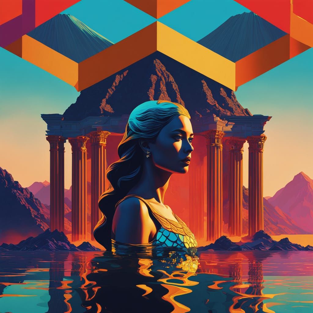 Pop Art Mermaid Partenope by the Sea