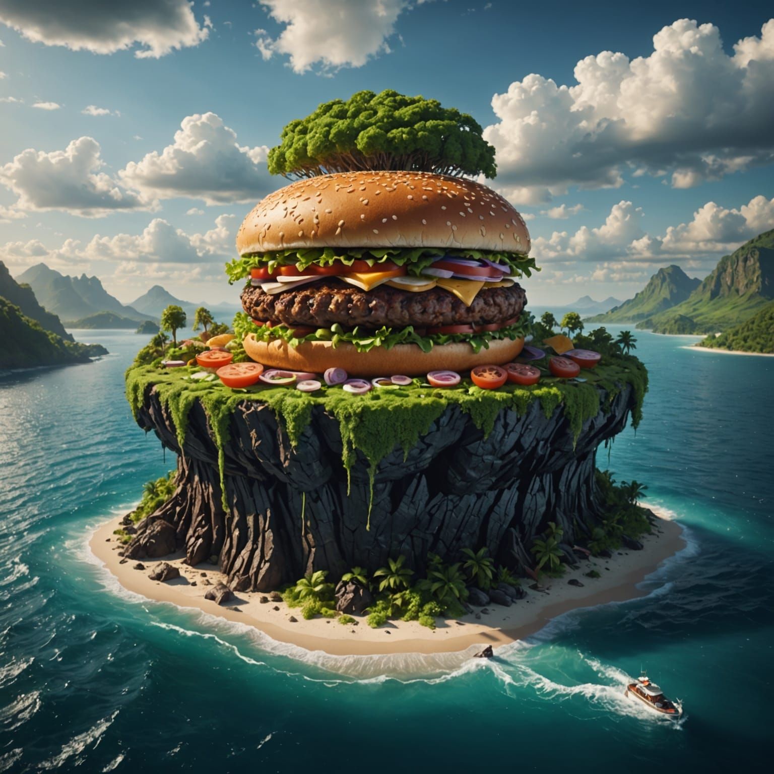 Hamburger Island: Epic Digital Matte Painting