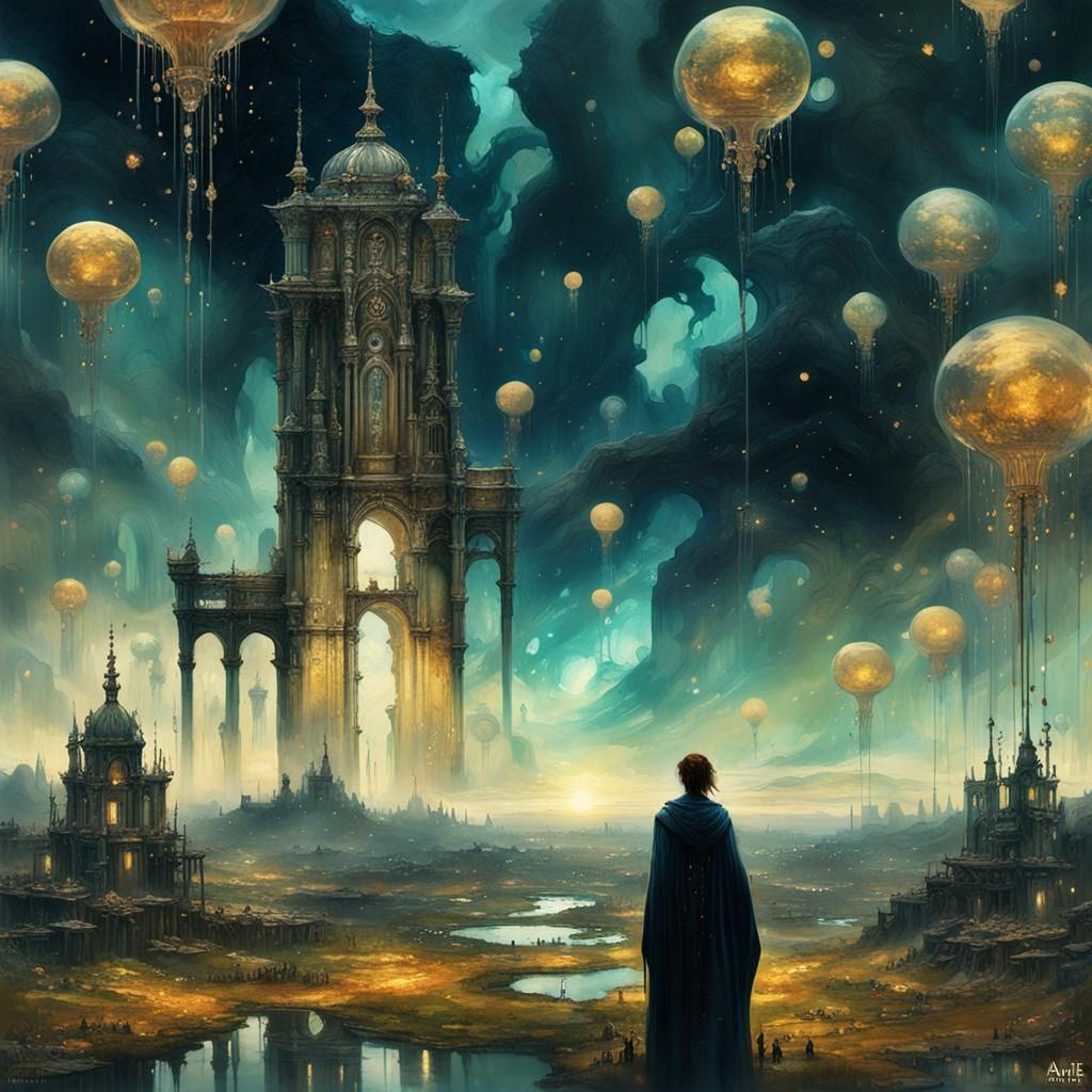 Mystical Gateway to Dreamy Sky, Detailed Matte Painting