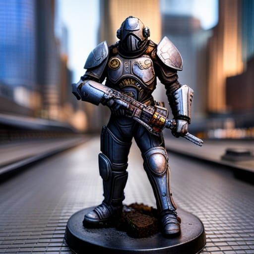 Cyberpunk SpaceKnight in Dystopian Cityscape