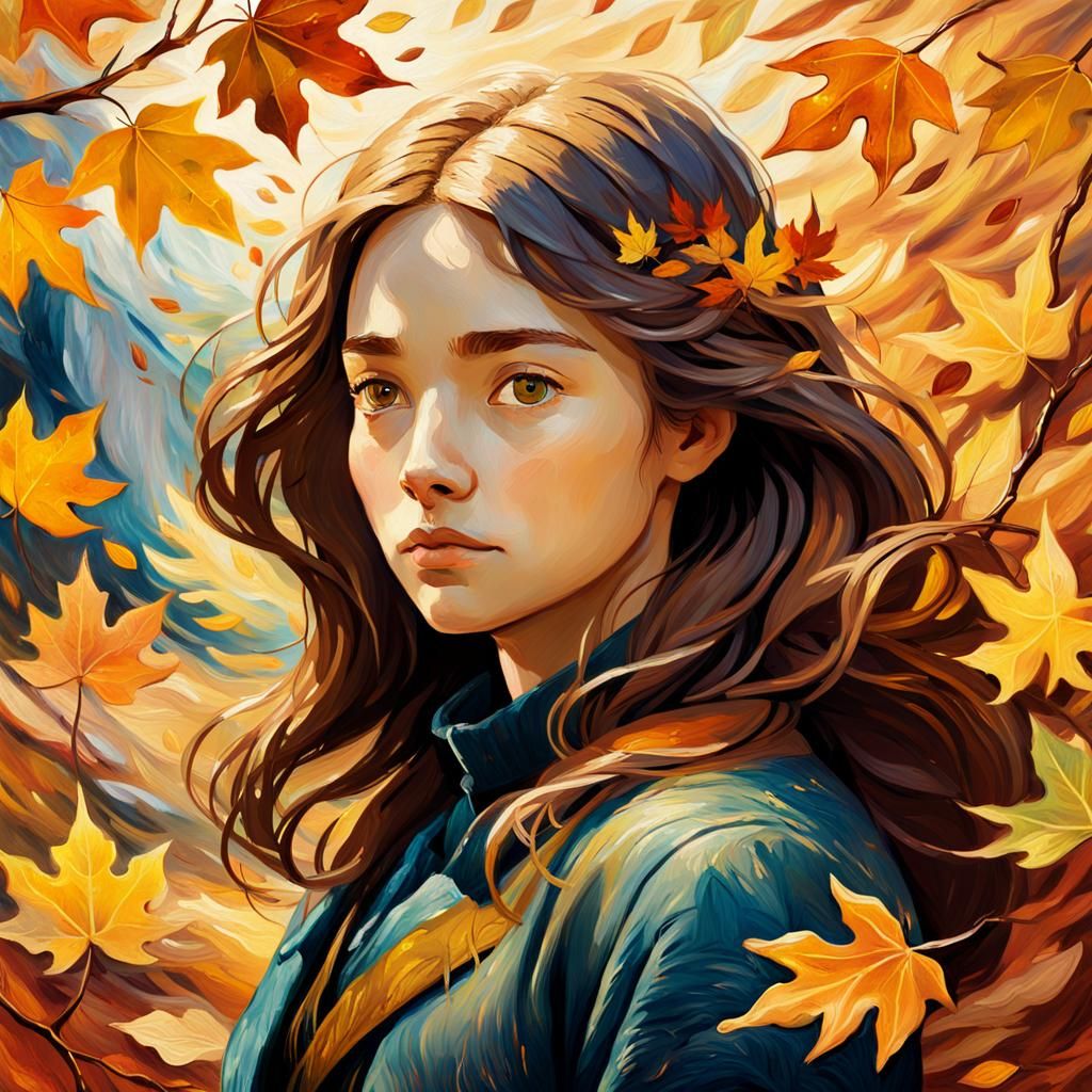 Autumn Goddess in Impressionist Style